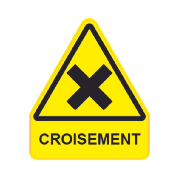 Panneau Triangle DIBOND Danger Texte "Croisement" TRI-DIB146-TX